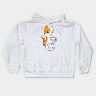 Cat with Cup of Tee Kids Hoodie